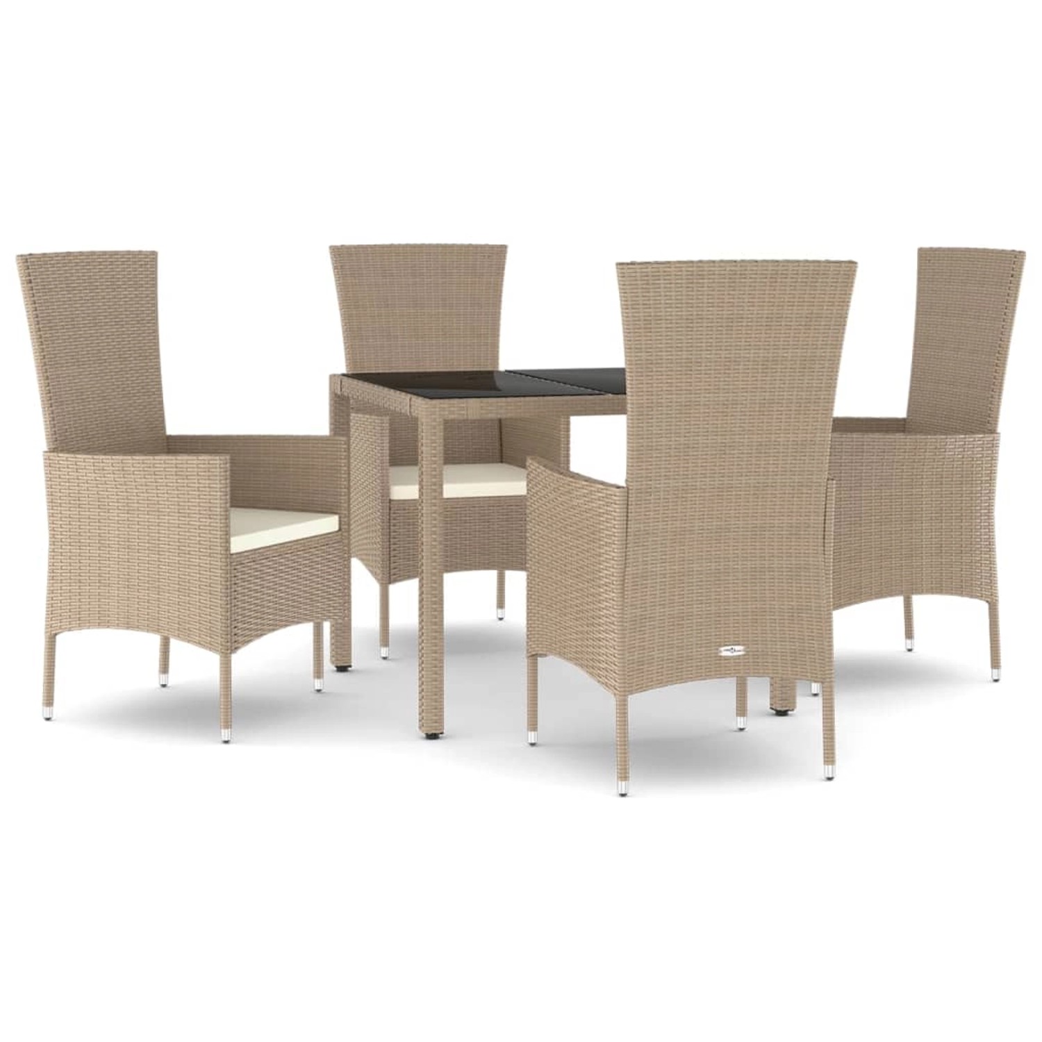 Vidaxl 5-tlg. Garten-essgruppe Mit Kissen Beige Poly Rattan günstig online kaufen