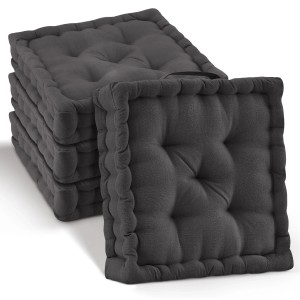 Beautissu Mila Stuhlkissen 40x40x8cm Anthrazit 4tlg
