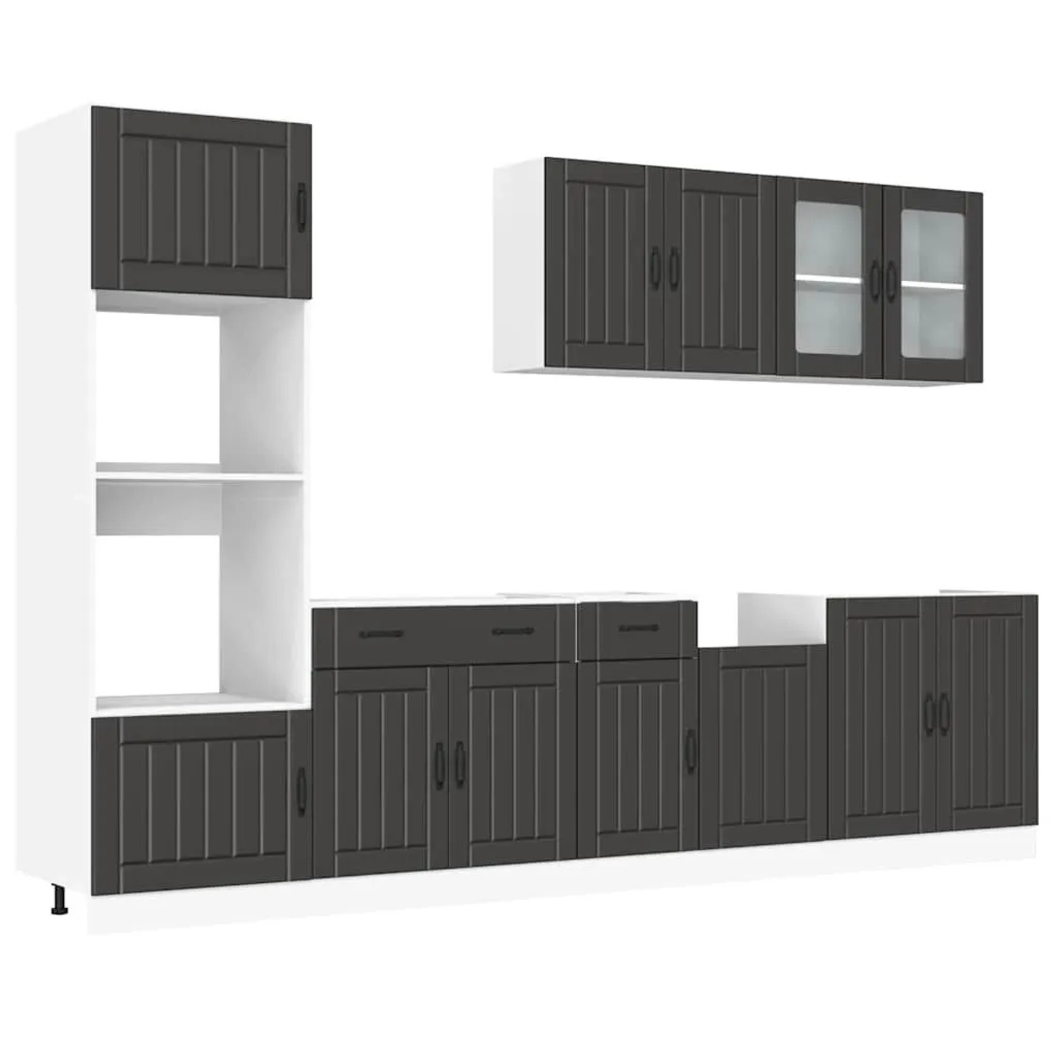 vidaXL 7 Tlg Küchenschrank-Set Kalmar Schwarz Holzwerkstoff 3314742