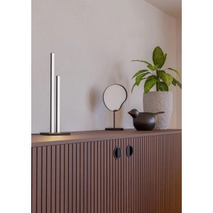 Moderne EGLO LED Tischleuchte CANNIGIONA, schwarz, 445mm hoch, warmweißes Licht.