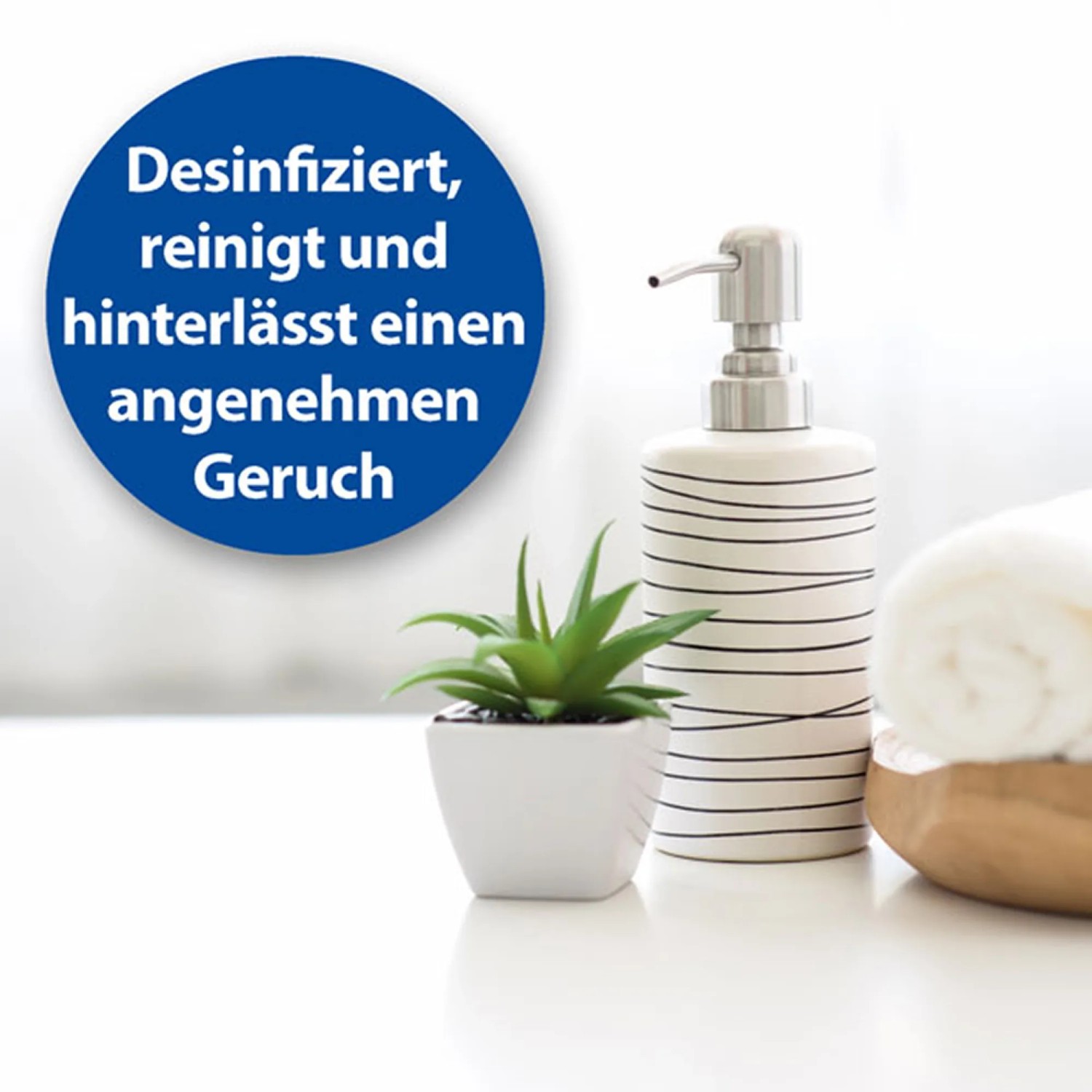 Bactazol Desinfektionsmittel 500ml mit Spender, Zimmerpflanze und Handtuch