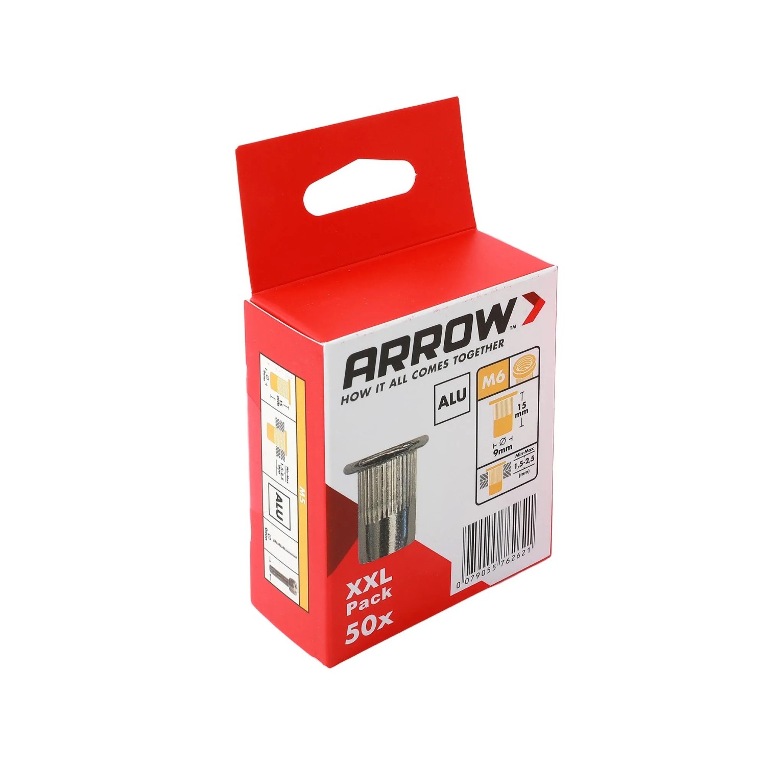 Arrow Nietmutter RN M6 Alu Ø 9 mm x 15 mm 50 Stück