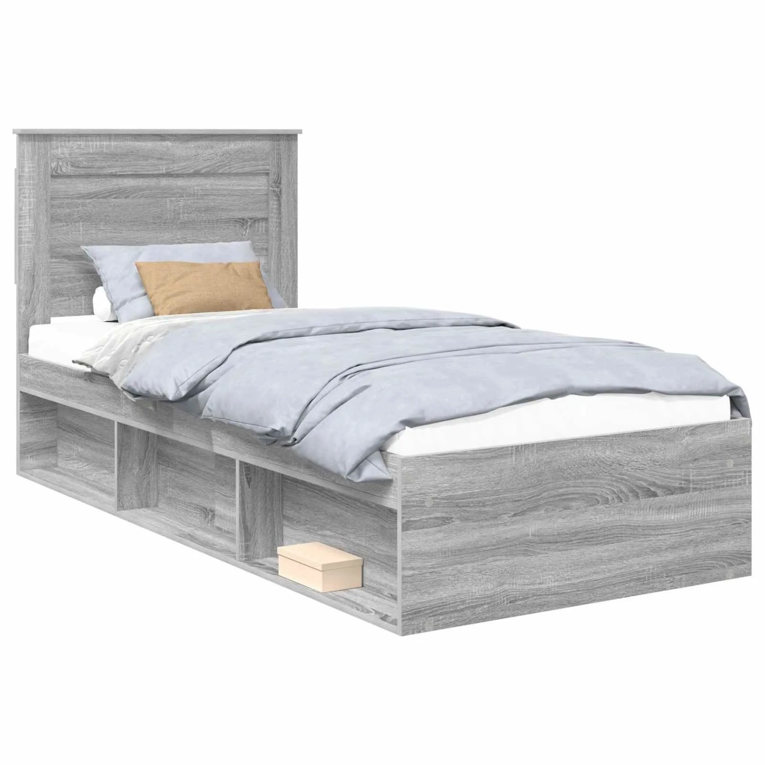 vidaXL Bettrahmen Grau Sonoma 100 x 200 cm Massives Kiefernholz 3410125