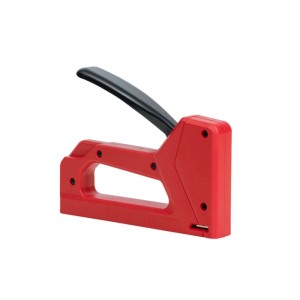 Roter Arrow Handtacker JT21 für Feindrahtklammern, mit schwarzem Griff. Inklusive Koffer und Klammern.