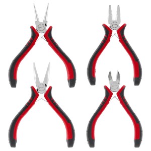 Einhell Feinmechaniker-Zangen-Set, 4-teilig: Seitenschneider, Kombi-, Spitz- und Rundzange mit 2K-Griffen.