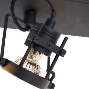 Schwarze QAZQA Industriespot Suplux, 3-flammig, Detailansicht. Lampe für den Innenbereich.