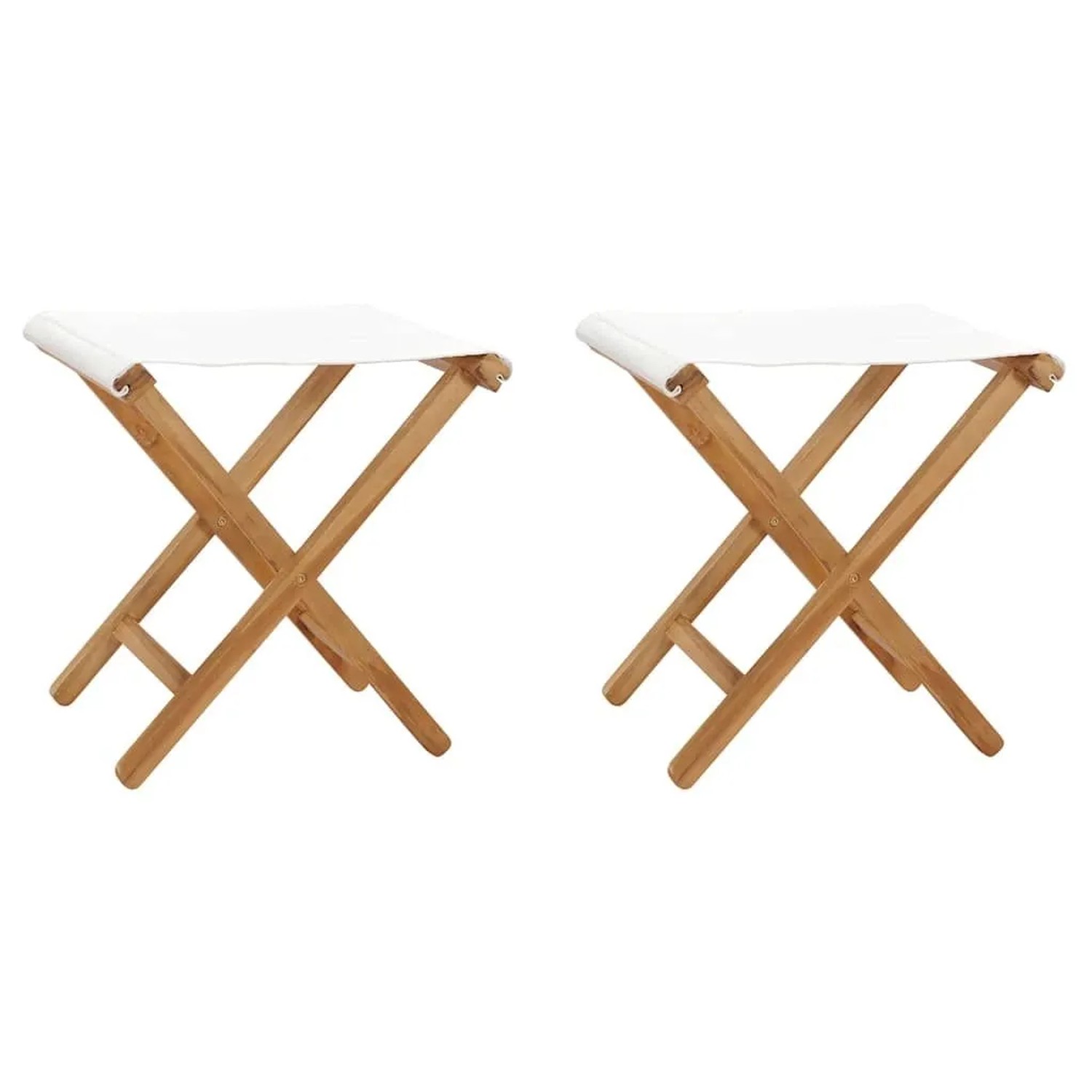 vidaXL Klappstühle 2 Stk Teak Massivholz und Stoff Cremeweiß 310669