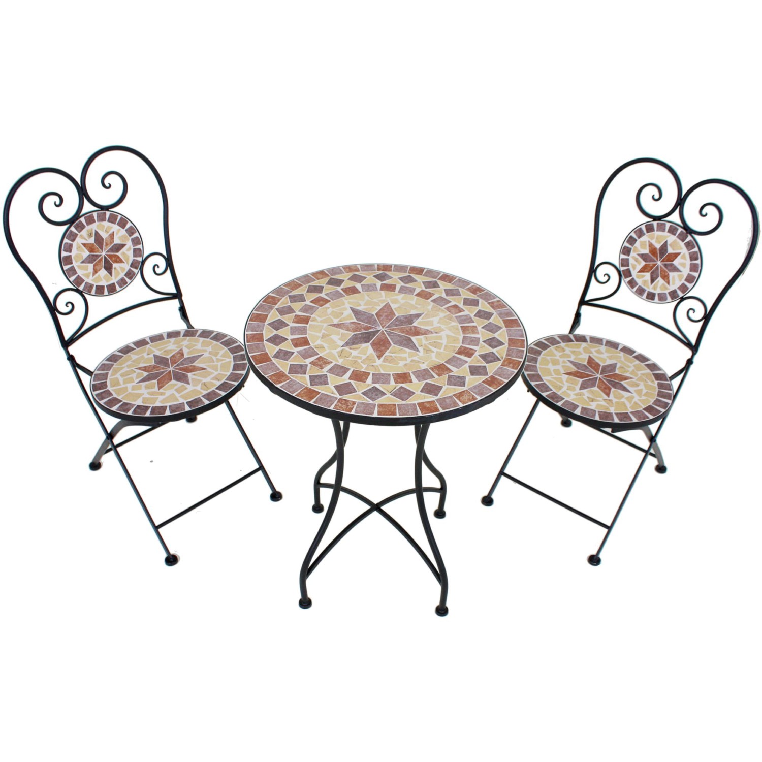 Garden Pleasure Balkon-Set Mosaik Amarillo 3-teilig Braun