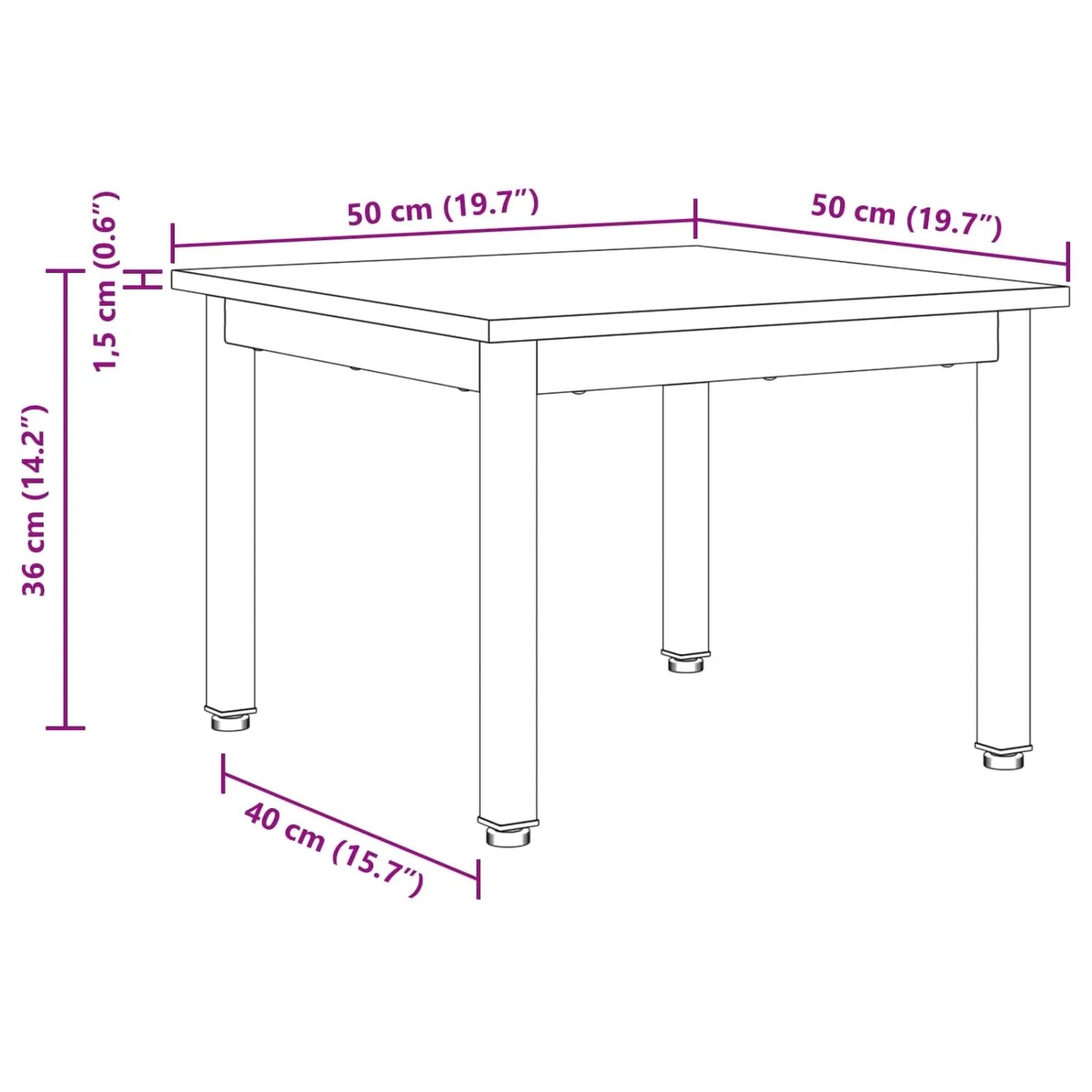 vidaXL Couchtisch Graues Sonoma 50 x 50 x 36 cm Holzwerkstoff 892545_11