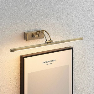 Bronzefarbene Lucande LED Wandleuchte Felena aus Aluminium zur Bildbeleuchtung.
