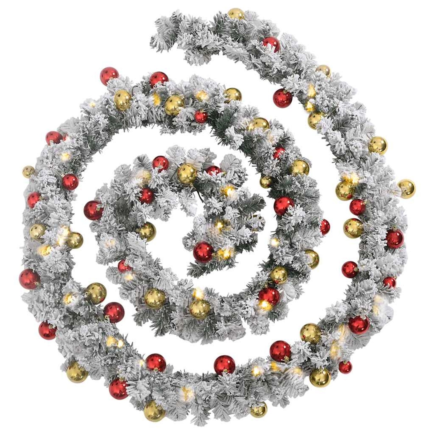 vidaXL Weihnachtsgirlande mit Kugeln und LED-Leuchten Grün 5 m PVC 4019672_4