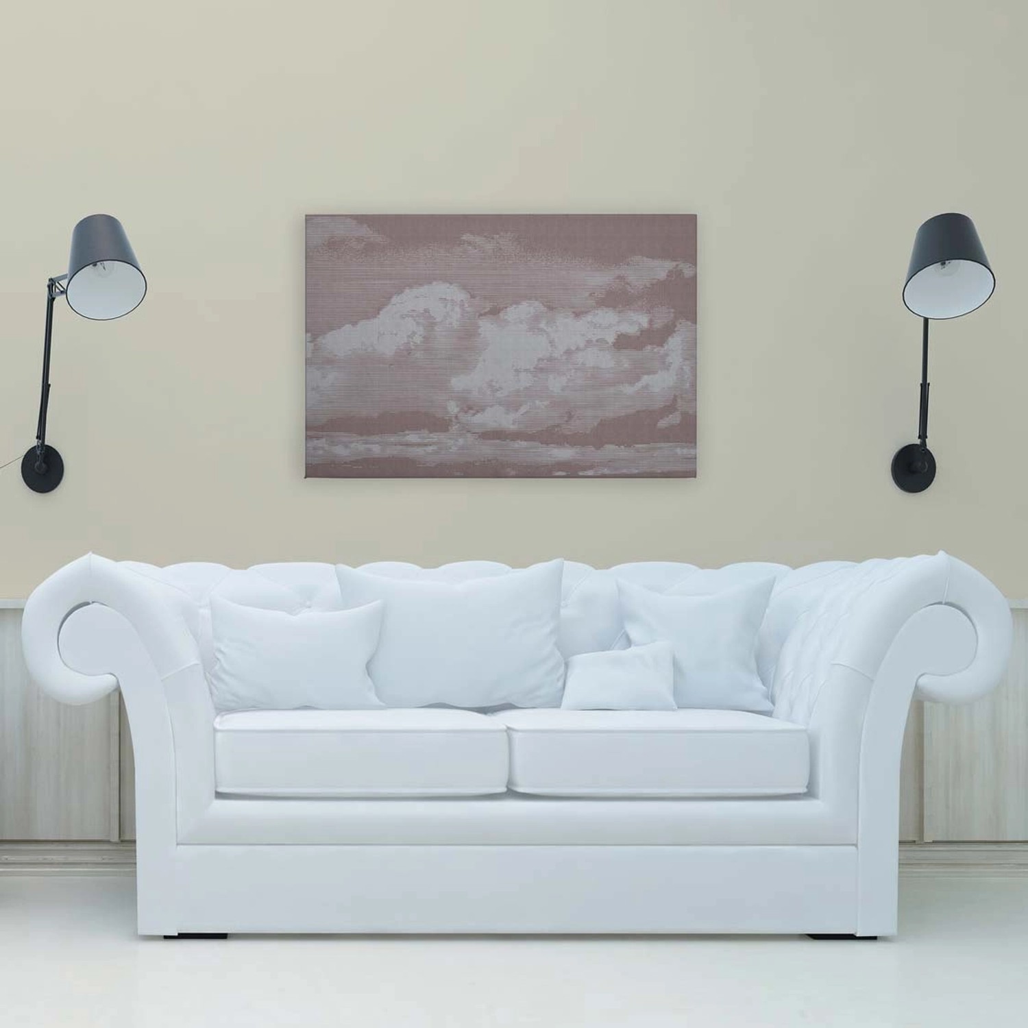 Bricoflor Rosa Wandbild Für Babyzimmer Und Schlafzimmer Himmel Bild Modern Grafisch Leinwandbild Mit Wolken In 90 X 60 C