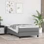 Dunkelgraues vidaXL Boxspringbett (90x200 cm) mit Stoffbezug im Schlafzimmer.