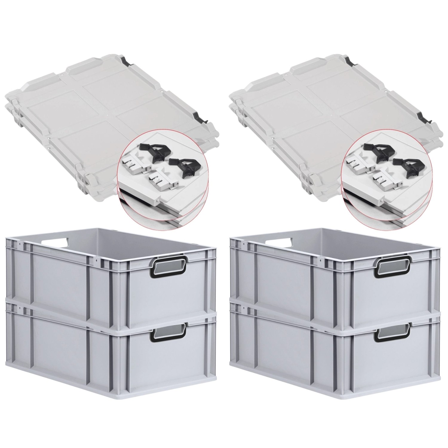 PROREGAL SuperSparSet 4x Eurobox Nextgen Color Mit Scharnierdeckel HxBxT 22 günstig online kaufen