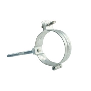 Marley Zink-Rohrschelle DN 80 mit Gewindestift zur Fallrohrbefestigung.