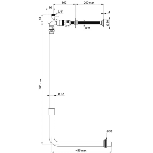 Delabie TEMPOFLUX Druckspüler-Set WC Hinterwandmontage 7 Sek.