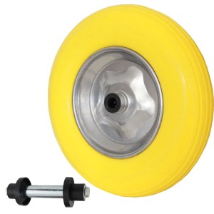 TRUTZHOLM Schubkarrenrad Vollgummi 4.00-8  4.80 mit Achse PU Stahlfelge