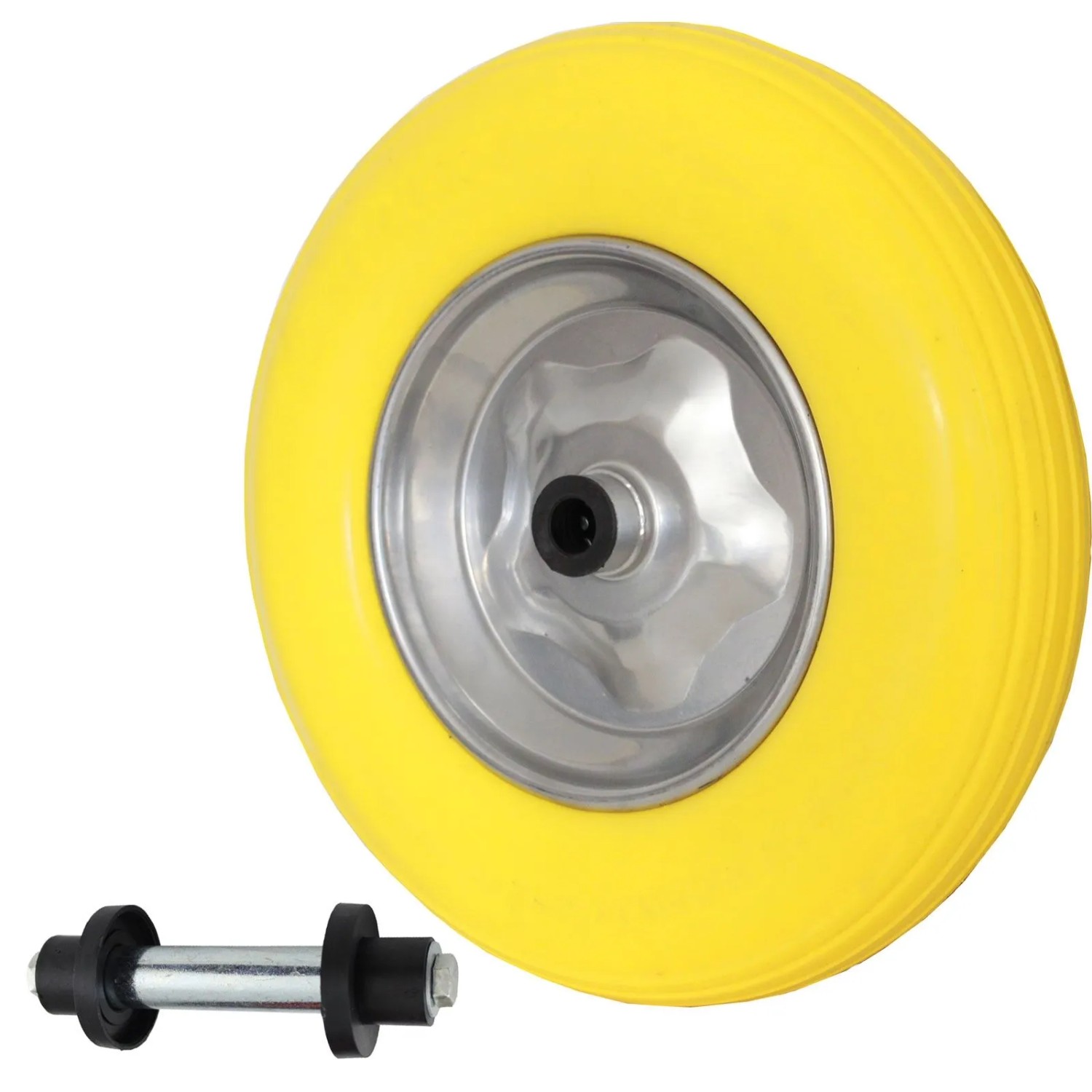 TRUTZHOLM Schubkarrenrad Vollgummi 4.00-8  4.80 mit Achse PU Stahlfelge