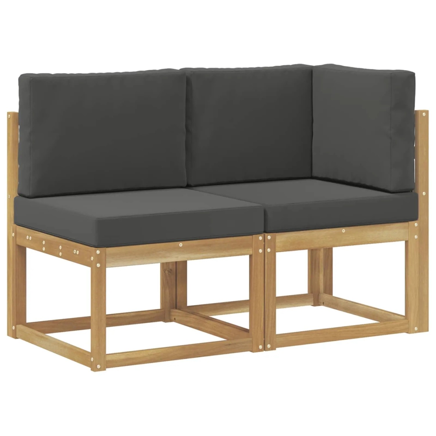 vidaXL Outdoor Mittel- und Ecksofa 2 Stück Weiß Massivholz Akazie 901475