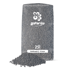 Galamio Lavamulch Anthrazit 2-8 mm im 25l Sack. Dunkelgraues Pflanzgranulat für Garten und Beete.