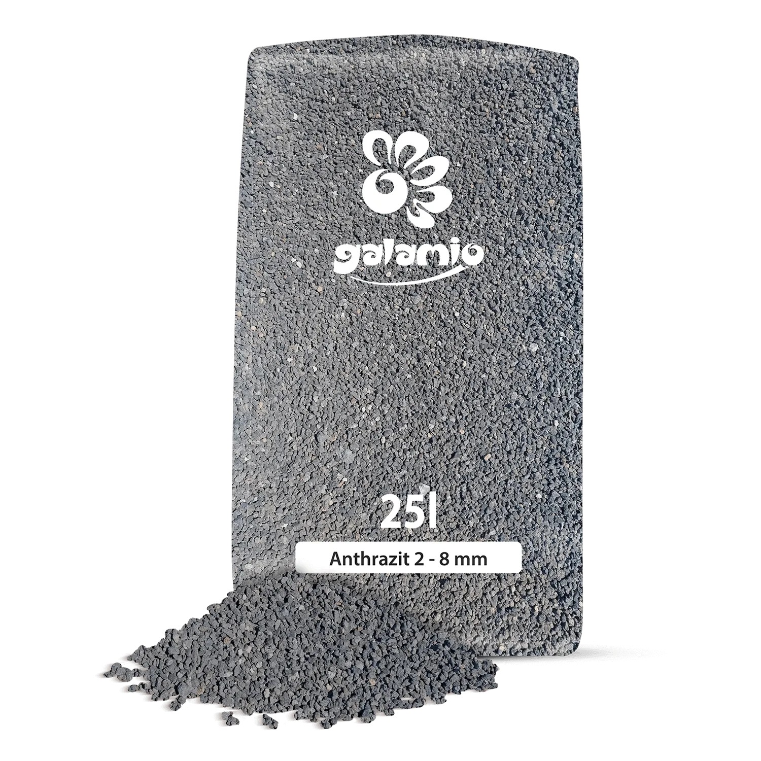 Galamio Lavamulch Anthrazit 2-8 mm im 25l Sack. Dunkelgraues Pflanzgranulat für Garten und Beete.