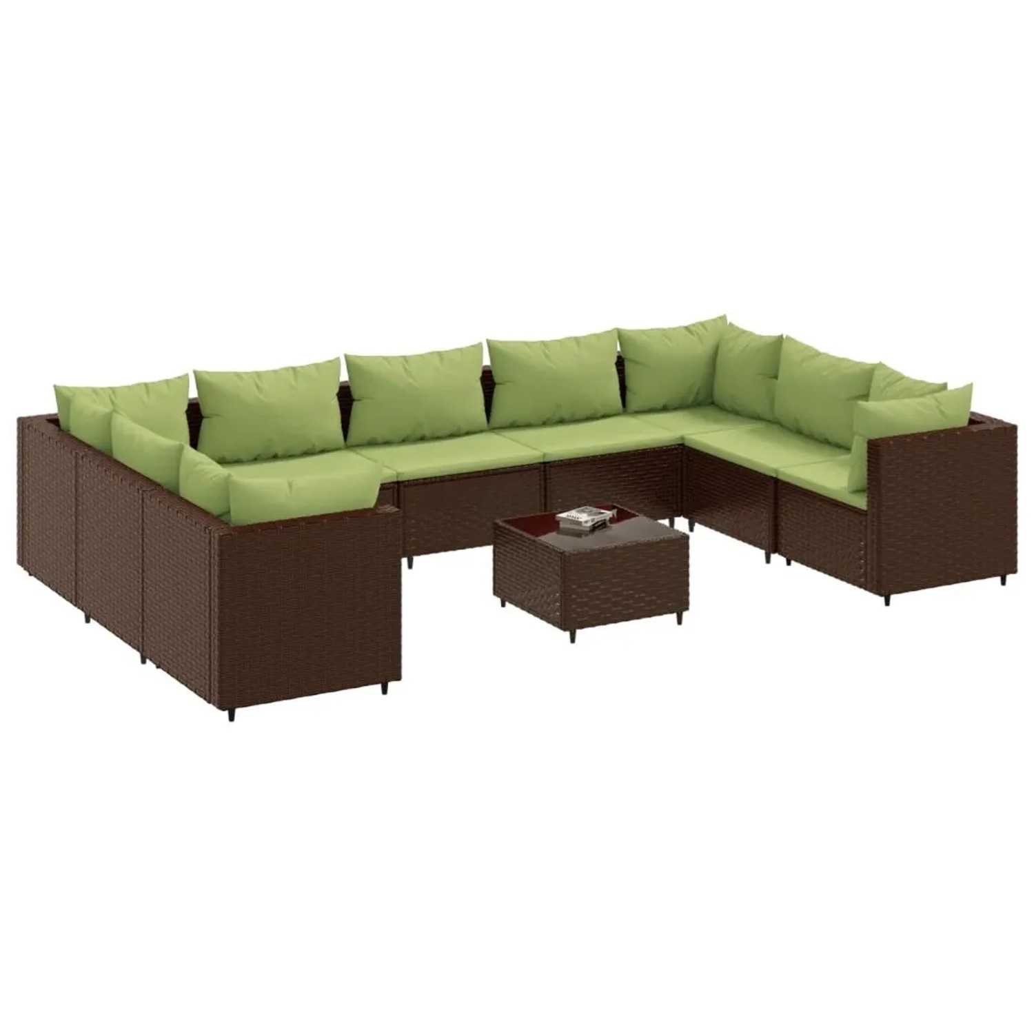 vidaXL 10-Tlg Garten-Lounge-Set mit Kissen Braun Poly Rattan 3308278