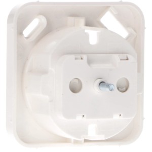 Rückansicht: Weißer ProCharge Steckdoseneinsatz mit USB-Anschlüssen für Busch-Jäger Reflex SI.