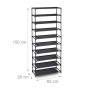 Relaxdays Schuhregal Eisen Schwarz Stecksystem Höhenverstellbar 150 cm x 62 cm x 28 cm 1,9 kg_4
