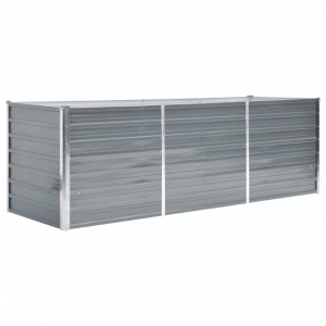 Graues vidaXL Garten-Hochbeet aus Stahl, 240x80x77 cm, ideal für Garten, Balkon oder Terrasse.