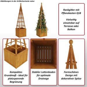 MCW Rankgitter Q18 Pflanzkasten Holz 168x40x40cm Anthrazit-Grau