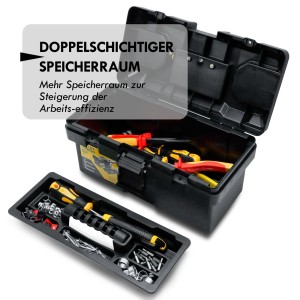 CCLIFE Werkzeugkoffer 13 Zoll Werkzeugbox Kunststoff mit Organizer und Schnellverschluss