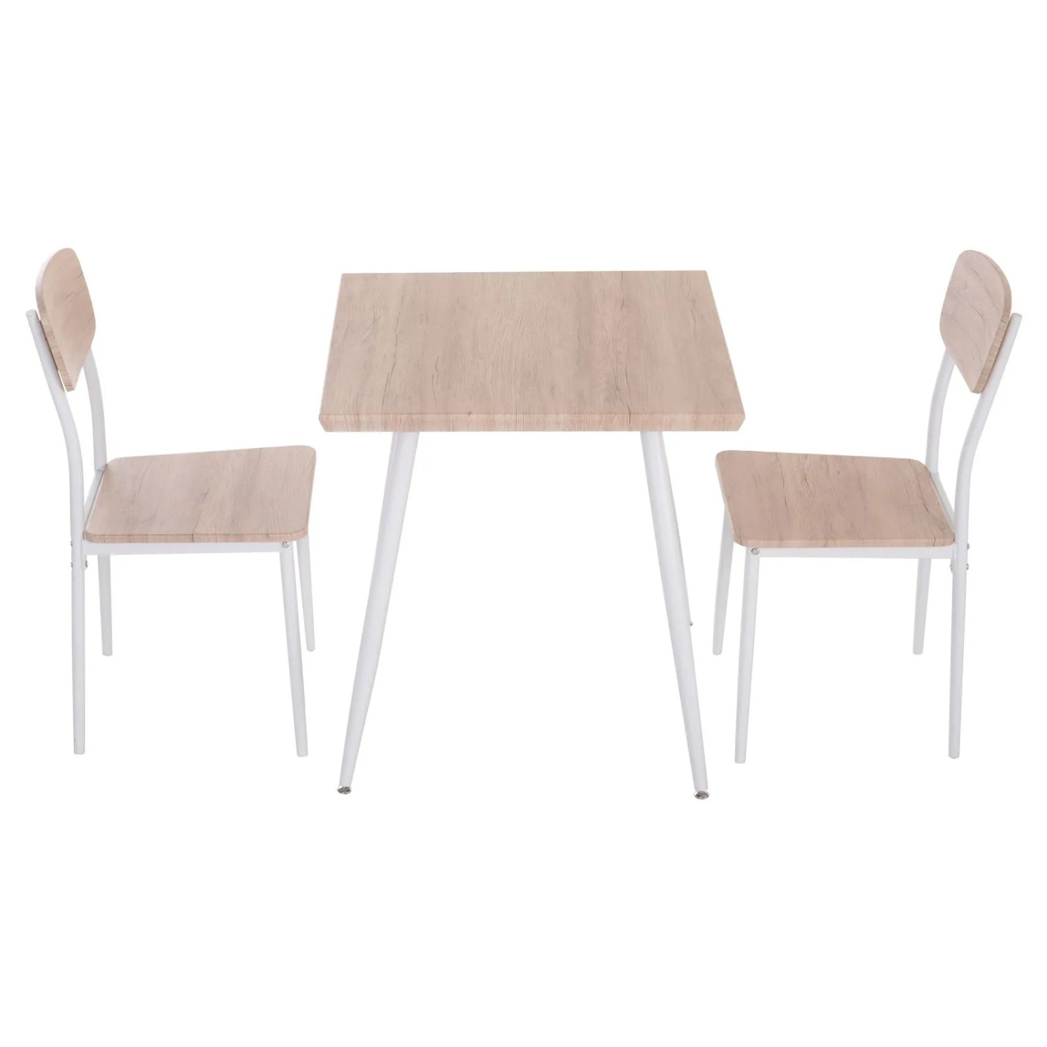 HOMCOM Essgruppe mit 2 Stühlen MDF Metall Natur L70 x B70 x H76 cm