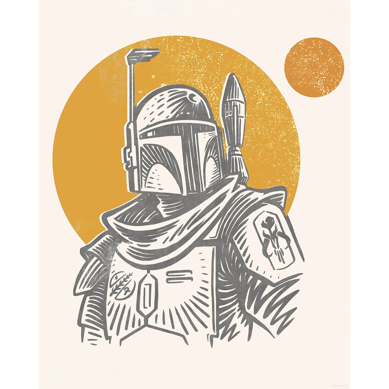 Komar Wandbild Star Wars Boba Fett Illustration Iconic 40 cm x 50 cm Beige günstig online kaufen