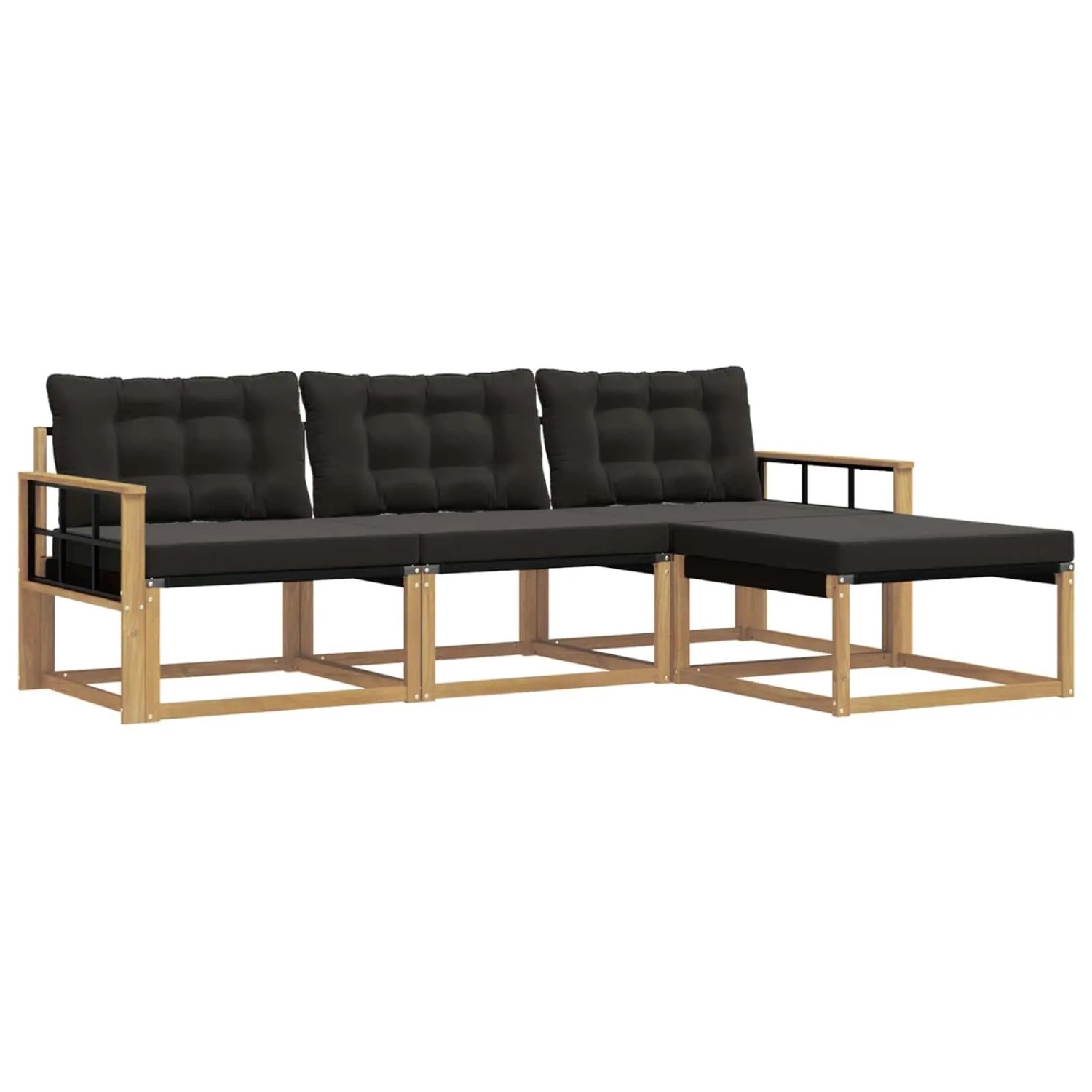 vidaXL Outdoor-Sofagarnitur mit Kissen 4 Stk Weiß und Schwarz 3388570