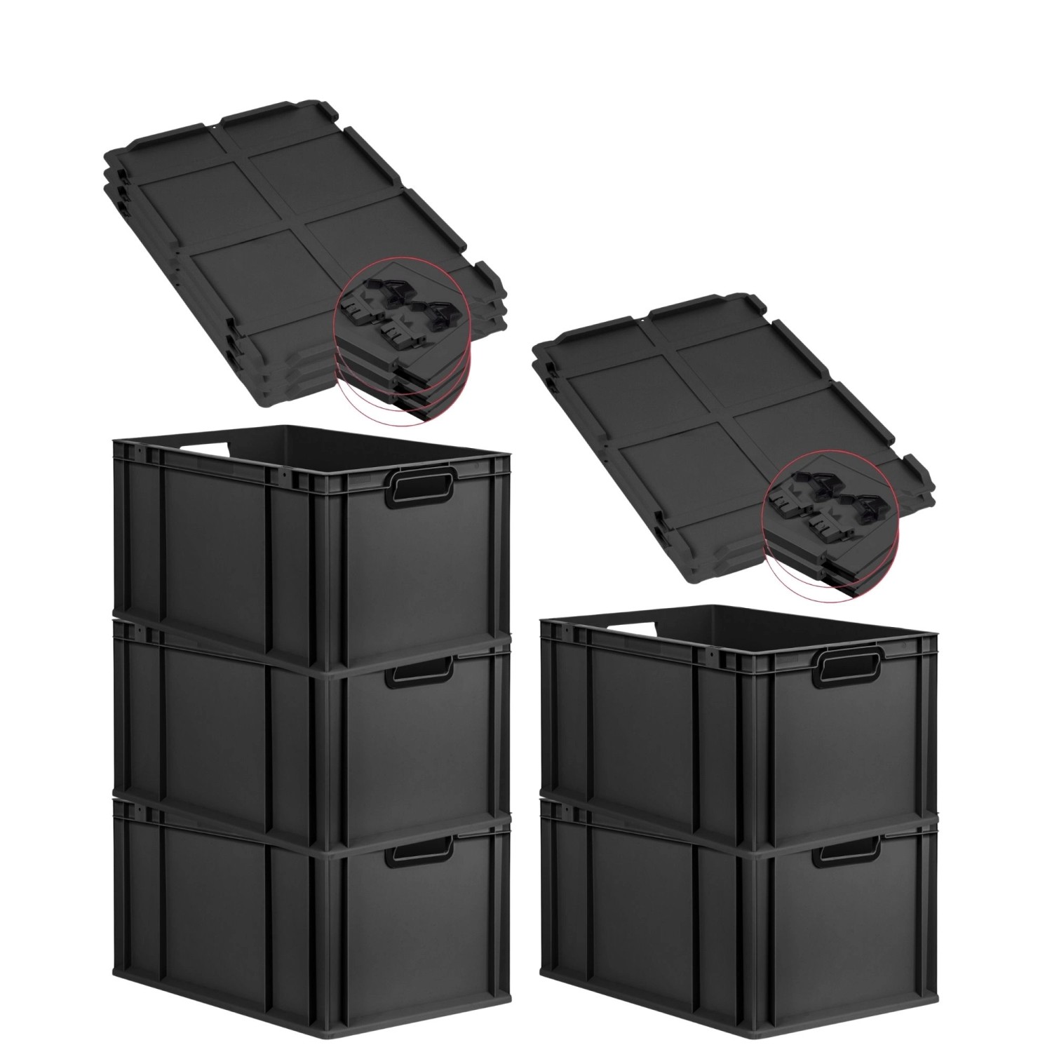 PROREGAL SuperSparSet 5x Eurobox Nextgen Color Mit Scharnierdeckel HxBxT 32 günstig online kaufen