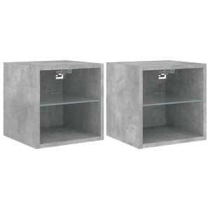 vidaXL TV-Wandschränke mit LED-Leuchten 2 Stk Betongrau 30x28,5x30 cm 836980