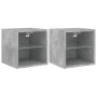 vidaXL TV-Wandschränke mit LED-Leuchten 2 Stk Betongrau 30x28,5x30 cm 836980