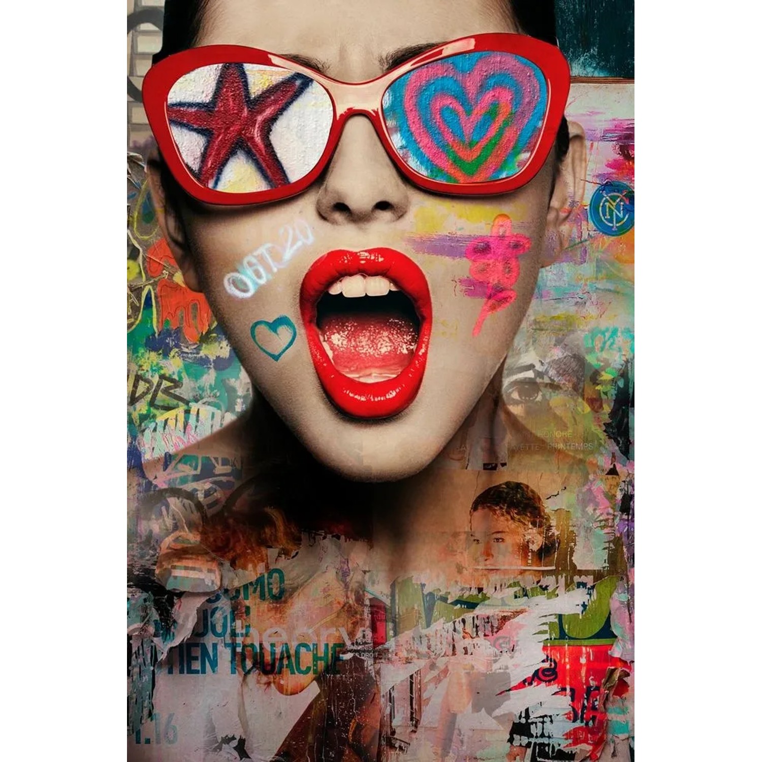 Art Universe Glasbilder Street Art Sunglasses 80 x 120 cm