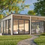 Palmako Holz-Gartenhaus mit Pultdach, unbehandelt, 582x420 cm. Modernes Design mit großen Glasfronten.