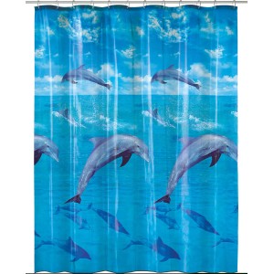 Multicolor Duschvorhang mit Delfin-Motiv, 180x200 cm, für Badewanne oder Dusche.