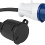 CEE Adapterleitung 3-polig für Autoanhänger-Zubehör mit Schutzkontakt-Kupplung und Abdeckklappe.