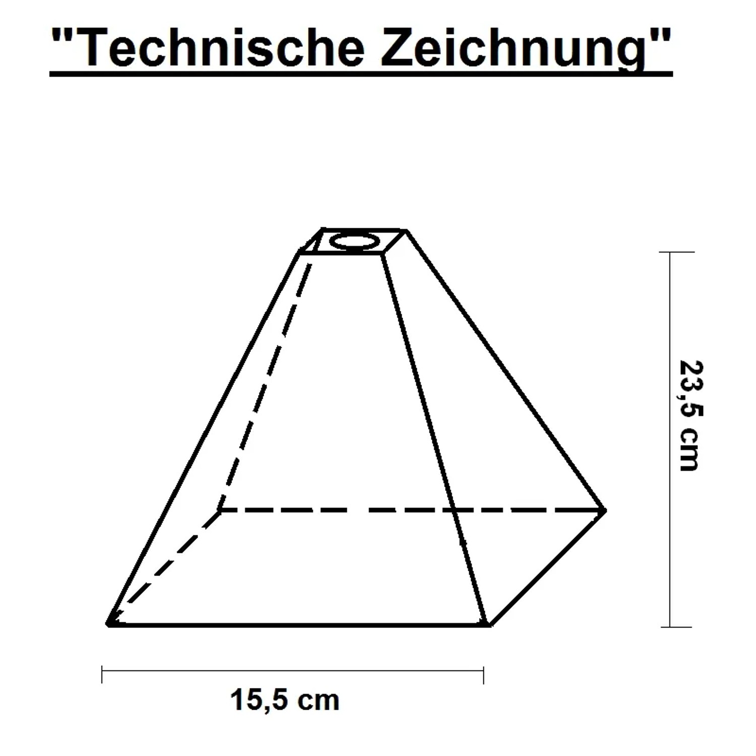 Technische Zeichnung: TRUTZHOLM Wohnwagenstütze, Maße 15,5 x 23,5 cm.