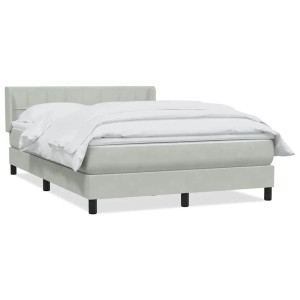 vidaXL Boxspringbett mit Matratze Hellgrau 140x210 cm Samt 3318111