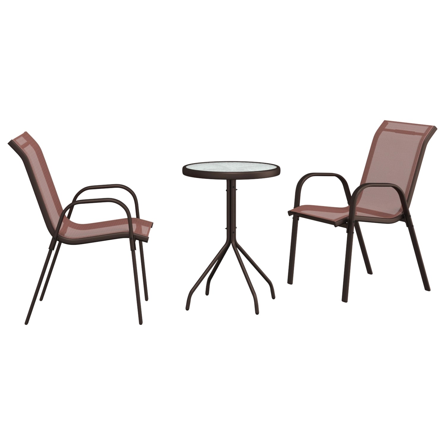 vidaXL Garten Bistro Set 3-Tlg Braun Stahl 42003980 günstig online kaufen
