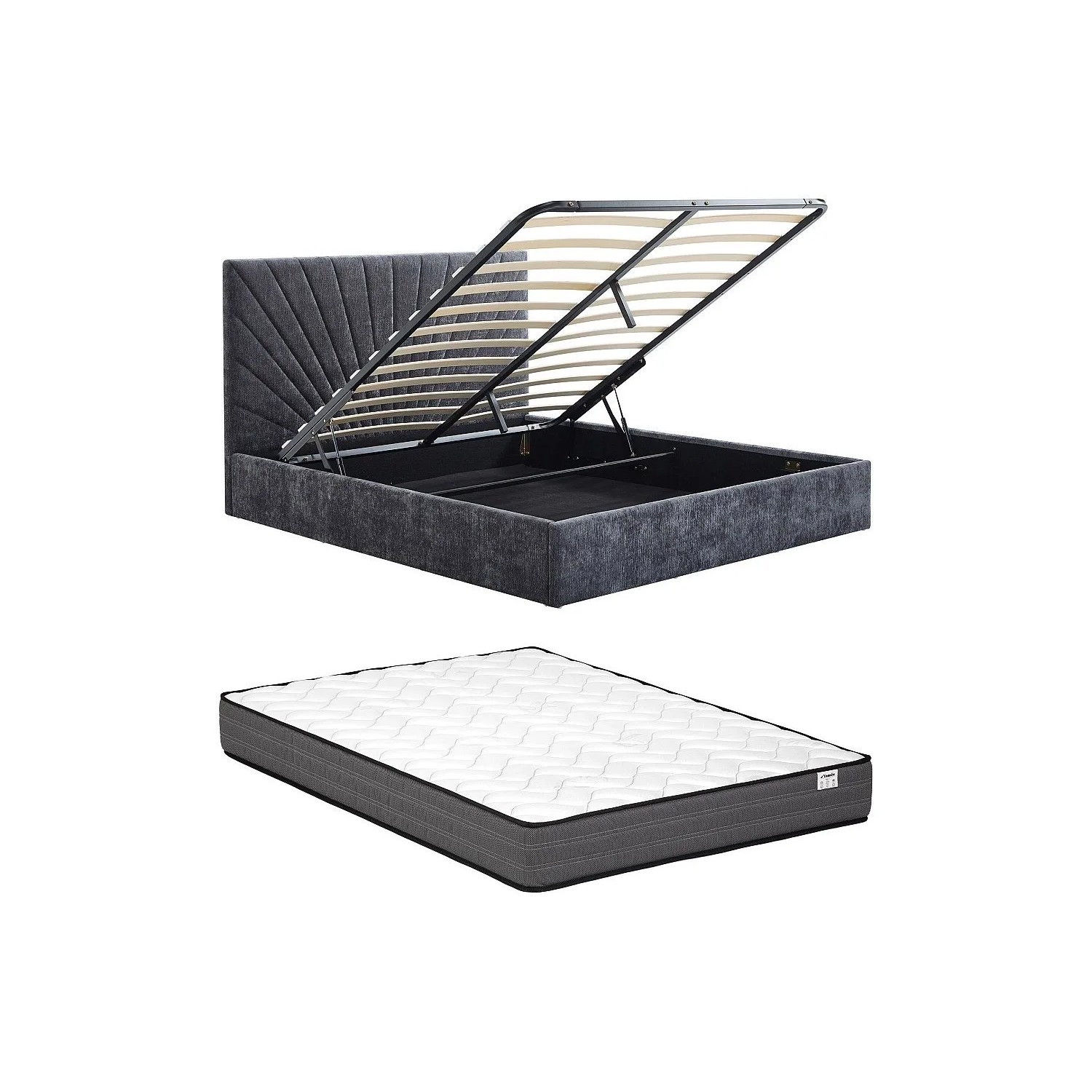 Vente-unique Bett Mit Bettkasten Ribiola Anthrazitgrau 168 cm