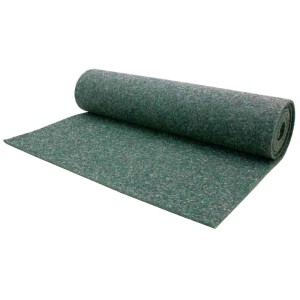 Gerollter, grüner Primaflor Nadelfilz Merlin Teppichboden als Meterware.