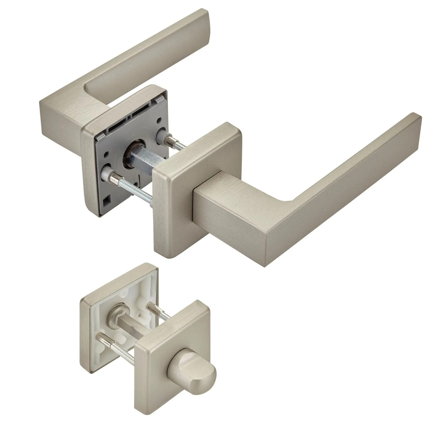 SOTECH Türdrückergarnitur CUBE Edelstahloptik Matt Rosette WC mit Befestigungsmaterial