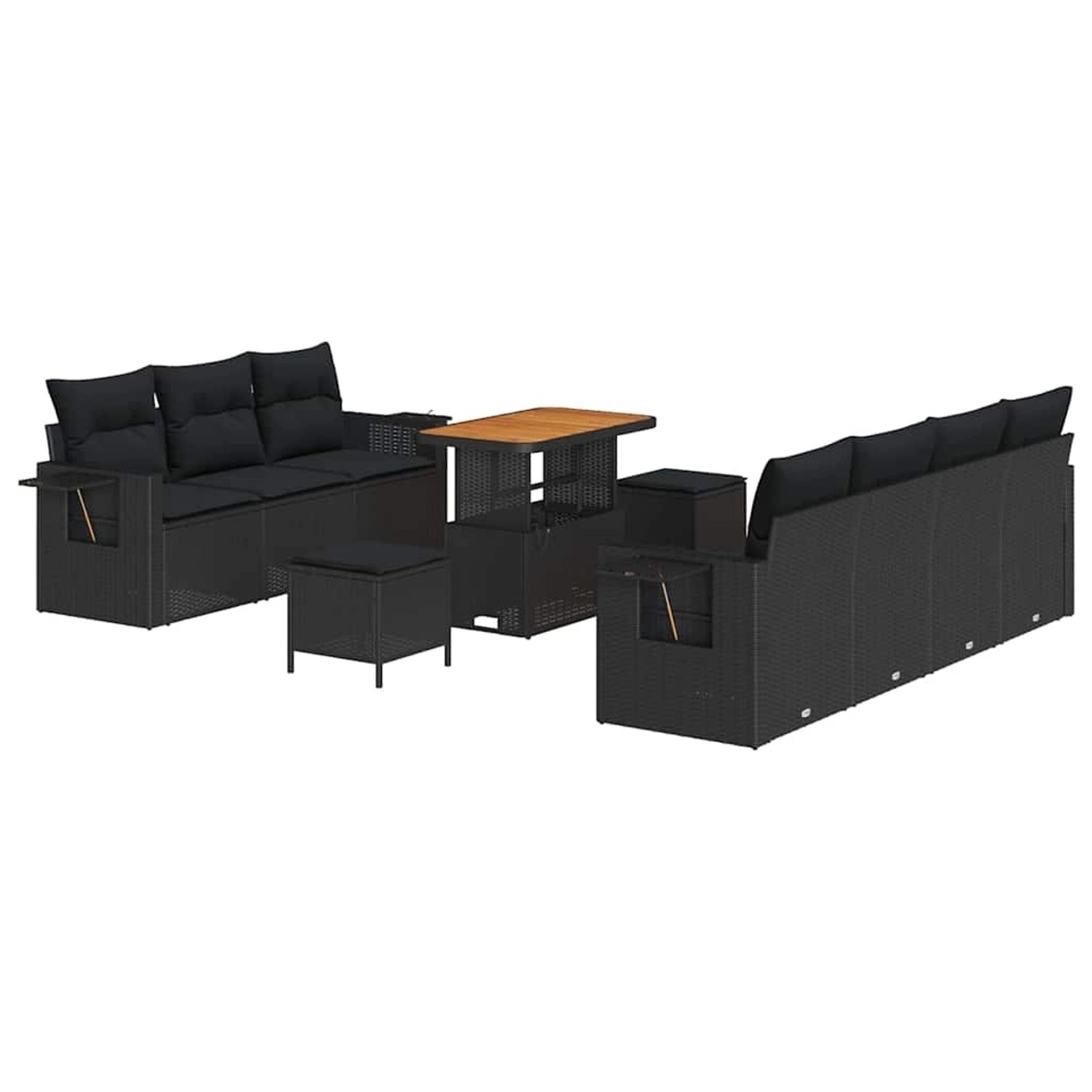 vidaXL Garten-Sofa-Set 10-Tlg Schwarz Poly Rattan 3361709 günstig online kaufen