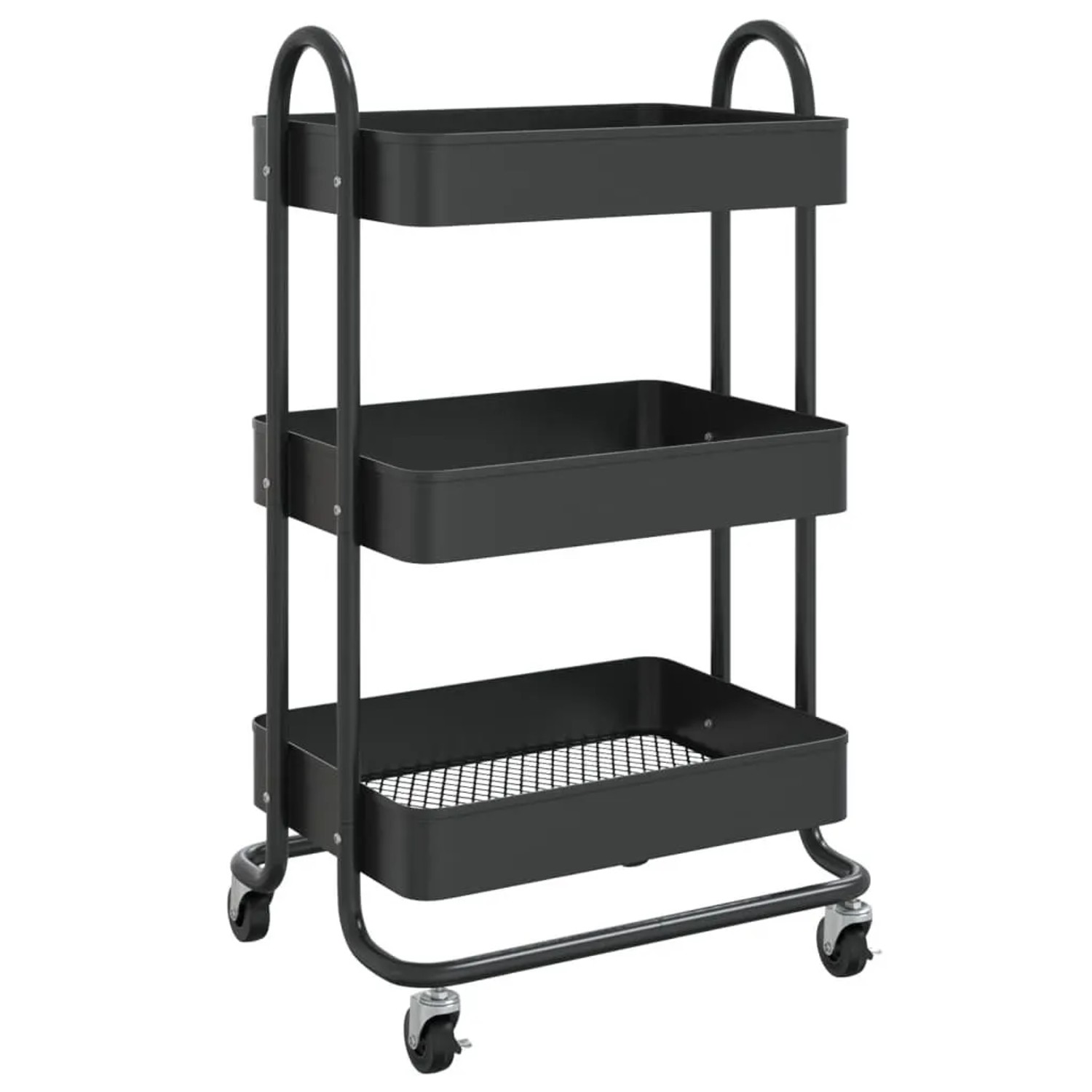 vidaXL 3-Etagen-Wagen Schwarz 43x34x79 cm Stahl 335865