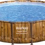 Bestway Stahlrahmenpool Set Power Steel Swim Vista, Ø 549 cm, braun, mit Holzoptik.